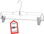 DEILSY™ Skirt Hangers 100 Pack Pants Hangers Shorts Clear Plastic Clothes with Adjustable Clip Non-Slip Clothes Clip Perfect for Pant, Pack of 100