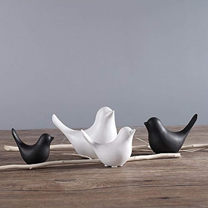 Notakia Small Birds Statues Black Modern Farmhouse Decor Deals, Farmhouse Decor for Kitchen Counter, Bathroom Shelf, Living Room, Office Sculpture, Knick Knacks for Shelves