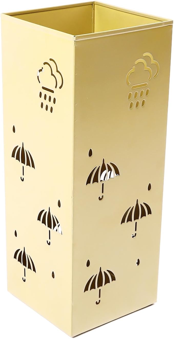 GLOGLOW Nan Metal Umbrella Stand, Carbon Steel, Stylish and Durable Umbrella Holder Bin for Entryway, Home, Office Spaces with 42x16x16cm Ornament (Gold)