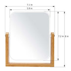 LFOYOU Vanity Makeup Mirror with Natural Bamboo Stand, Double Sided 360 Degree Swivel Magnifying Mirror, Tabletop Magnified Make up Mirror for Bathroom or Bedroom 8 Inch