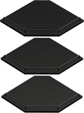JJL Corner Shelf with Rails, 3-Tier Hexagon Floating Corner Shelf Wall Mounted, 12 Inch Black Rustic Wood Heavy Duty Wall Storage for Bathroom Kitchen Living Room Bedroom