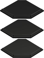 JJL Corner Shelf with Rails, 3-Tier Hexagon Floating Corner Shelf Wall Mounted, 12 Inch Black Rustic Wood Heavy Duty Wall Storage for Bathroom Kitchen Living Room Bedroom