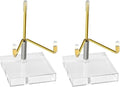 Rock Display Stand, Crystal Display Stand, Mini Easel Stand with Clear Acrylic Base and Adjustable Metal Arms for Geode Mineral Fossil Agate, Small Collectibles, 2x2x3 Inch, 2 Pack