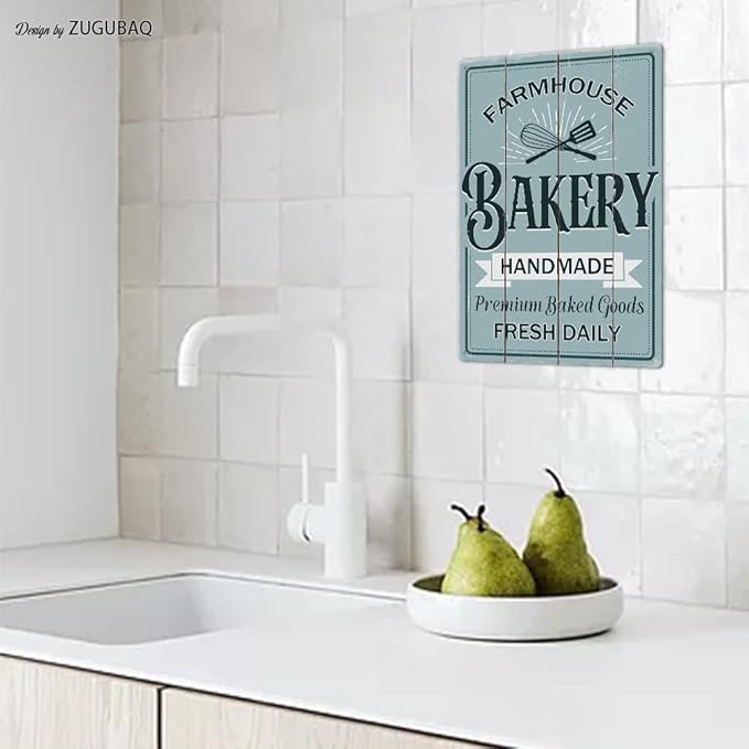Funny Kitchen Signs Decor-Kitchen Farmhouse Decor-Personalized Kitchen Metal Sign-Retro Kitchen Counter Accessories-12x8 Inch Hanging Plaque Home Wall Decorations-Farmhouse Bakery