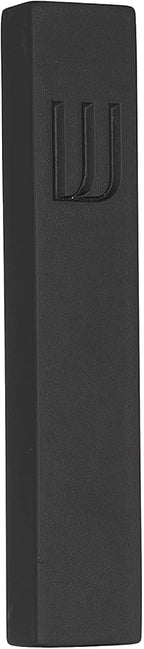 A&S Mezuzot Modern Concrete Mezuzah Case with Scroll, Easy Peel and Stick Mezuza (Black+ Engraved Shin, 11 Inches)