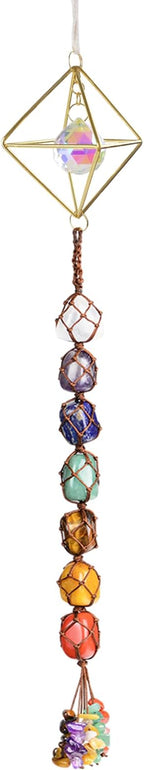 Feng Shui Yoga Ornament Handmade Natural Gemstone Crystal Hanging Ornaments for Home Decoration Window Decor（Style8）