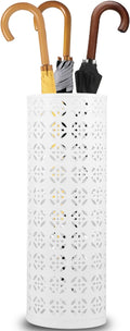 Umbrella Stand for Entryway, Metal Umbrella Holder, Freestanding Umbrella Stand Round Umbrella Holder Bin Waterproof Umbrella Storage Rack Indoor Walking Stick Holder for Home Entryway(15*42cm,White)