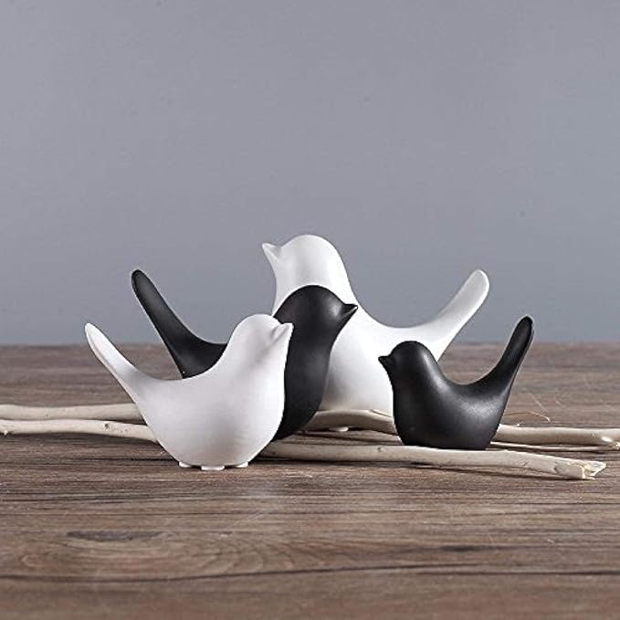 Notakia Small Birds Statues Black Modern Farmhouse Decor Deals, Farmhouse Decor for Kitchen Counter, Bathroom Shelf, Living Room, Office Sculpture, Knick Knacks for Shelves