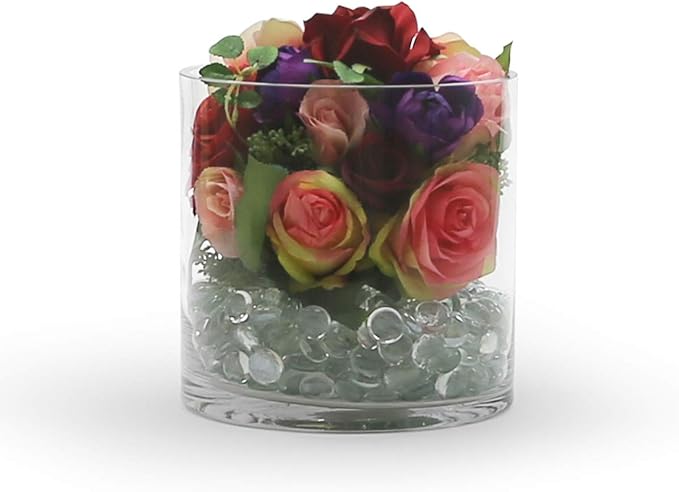 WGV Cylinder Vase, Width 7", Height 7", Clear Wide Large Diameter Flower Glassware, Floral Container, Planter Terrarium for Wedding Party Event, Home Accent Decor, 1 Piece