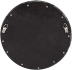 Howard Elliott Patterson Convex Round Hanging Accent Wall Mirror, Matte Black and Silver Leaf, for Bedroom Entrway or Any Room, 16 Inch