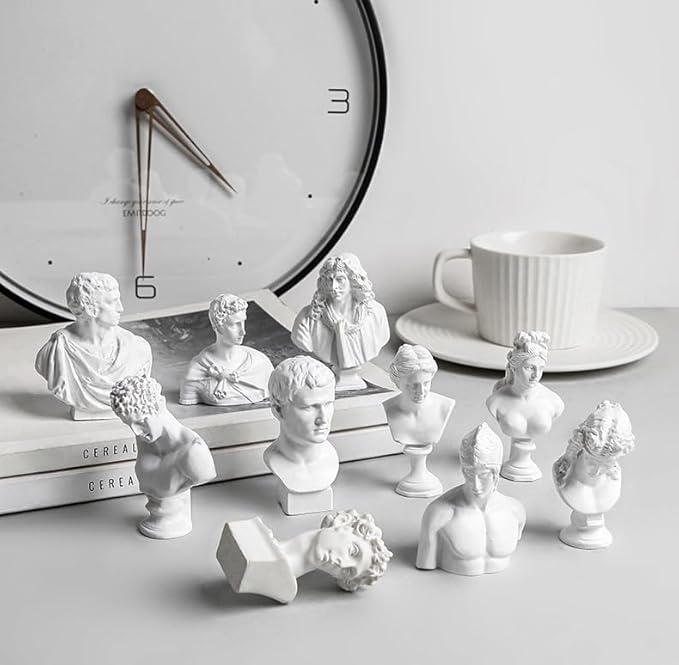 Garwor 10PCS/Set Mini Figures of Greek Mythology Statue Resin Sculpture World Famous Bust Figurine Home Office Art Décor, 2.75" H