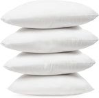 Covers & All Throw Pillow Inserts Only (Pack of 4, White), 65 GSM Non-Woven Fabric with 15D Silicon Fiber Filling, Durable Soft Universal uses for Home Decor Office Indoor Outdoor (Square 14" x 14")