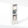 Furinno Reed Closet Organizers and Storage, 4-Tier Closet Organizer, Open Shelf Closet Storage, for Wardrobe, Bedroom, Living Room, White