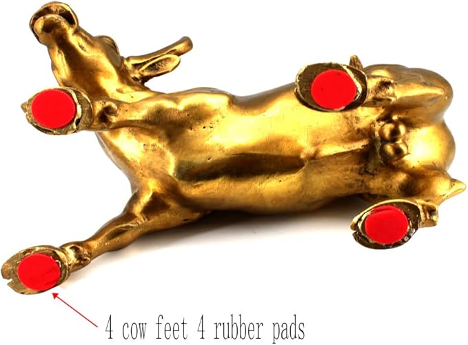 Brass Bull Statue -Art Decor Bull, Cow Figure Statues Ox Sculptures for Home Living Room Office Decoration, Symbol of Career and Wealth Medium(7.3 X 4.3 X 4.7)