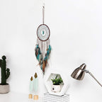 MOONFLY Dream Catcher Handmade Traditional Feather Dreamcatcher Hanging Home Wall Decoration Craft Ornament for Home, Bedroom, Kids, Native American Style Décor(Turquoise)