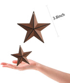 3.8-Inch Metal Barn Star，Metal Star for Outside Texas Stars Art Rustic Vintage Western Country Home Farmhouse Wall/Door Decor, Set of 12. (Rusty)…