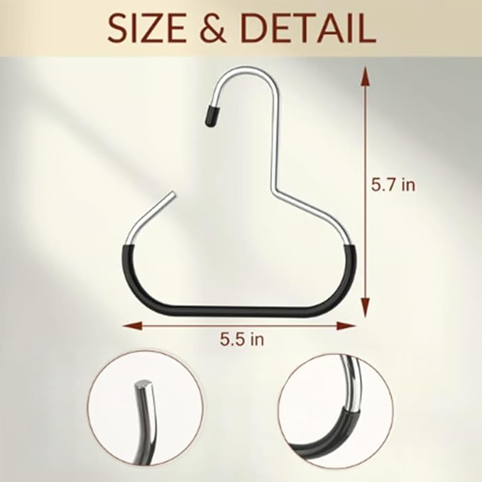 Durable Steel Hangers: Maximize Closet Space with Versatile Storage, Non-Slip Stainless Steel Clothes Rack Organizer for Hats, Ties, Scarves, Clothes (4, Black)
