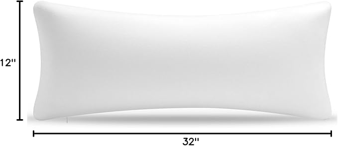 AM AEROMAX 12 × 32 Throw Pillow Memory Foam Pillow Insert - Rectangular Bolster for Decorative Cushion Bed Couch Sofa - Non-Deforming Over Time