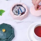 Pink Crown Stainless Steel Ashtray with Lids, Cigarettes Ashtray for Indoor or Outdoor Use, Windproof, Ash Holder for Smokers, Desktop Smoking-Ash Tray for Home, Office Decoration,