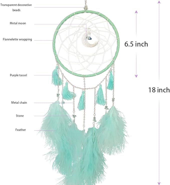 Dream Catchers Green Dream Catcher Wall Decor for Bedroom Kids Girls Boys Birthday Gift Handmade Feather Hanging Ornament
