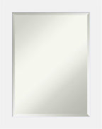 Amanti Art White Wall Mirror 29x23 Corvino White Rectangle Bathroom Mirror for Wall Decor Living Room, Medium Modern Wood Frame, Hangs Horizonally and Vertically, Bathroom Decor, Beveled Edge