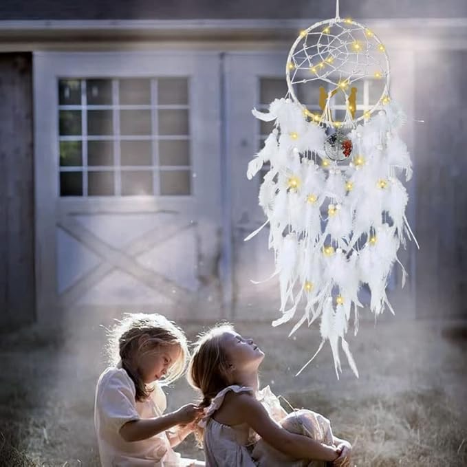 Dream Catchers Lovers Dream Catcher for Boys Large Dream Catcher for Girls Wall Hanging Tree of Life Wall Decor with LED Light Handmade Feather Dreamcatcher Native American Blessing Gifts