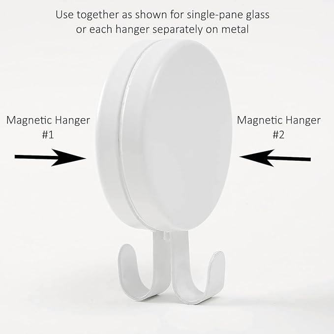 Haute Decor Attract Magnetic Wreath Hanger (White) - for 2 Metal Doors/Surfaces or 1 Single-Pane Glass Door or Window - Holds up to 10lbs.