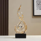 Modern Abstract Art Table Decoration,Resin Flame Statue Modern Centerpiece Ornaments for Living Room Great Gift Idea Home Decor,Collectibles (White+Gold)