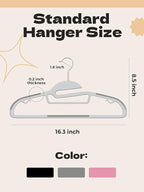 HOUSE DAY Grey Plastic Hangers 50 Pack, Slim Space Saving, Non Slip Hangers with Rubber Pads, Sturdy Heavy Duty Coat Hanger for Closet, S-Shaped Clothes Hanger for Shirt, Suit, Pant, Skirt