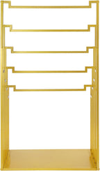 Scarf Organizer Stand, 5-Tier Freestanding Scarf Display Rack, Metal Scarf Holder Belt Pants Hanger for Commercial Clothing Retail Store Home, Space Saving Shelves, 31.5" x 15.75" x 59"(Gold)
