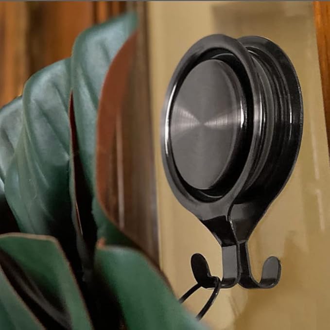 Haute Decor Attract Pinch-Free Magnetic Wreath Hanger (Brushed Nickel) - Set of 2 Magnets - for use on 1 Single-Pane Glass Door/Window or 2 Metal Doors/Surfaces
