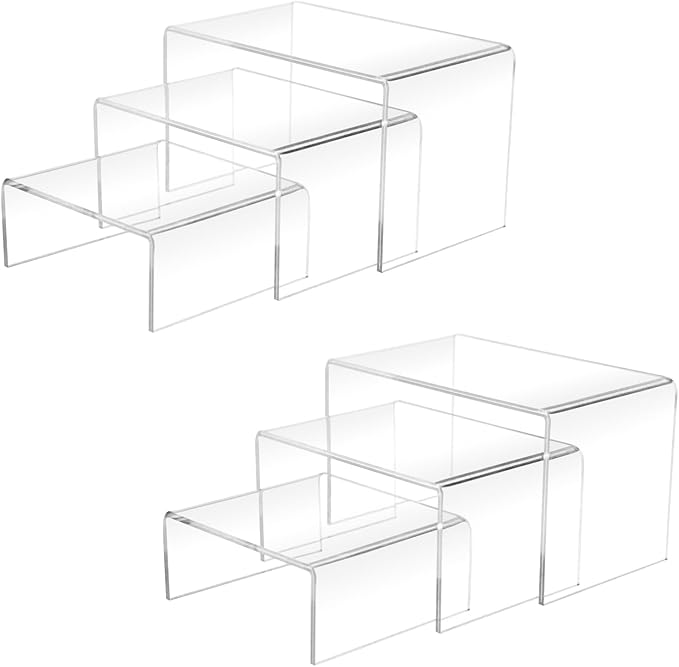 Cerpourt 2 Sets Acrylic Display Risers(4",5",6") Product Stand ((4"x5"x6") Clear Risers)