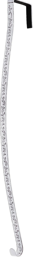 Haute Decor HighProfile Curved Over The Door Wreath Hanger Hook (Holly Embossed - Whitewash) - Wreath Hanger for Front Doors with Raised Features and Trim