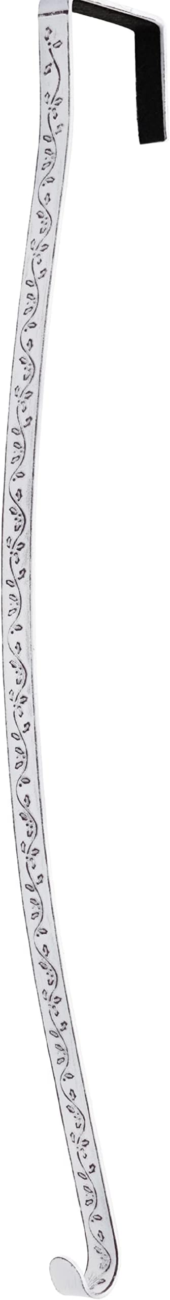 Haute Decor HighProfile Curved Over The Door Wreath Hanger Hook (Holly Embossed - Whitewash) - Wreath Hanger for Front Doors with Raised Features and Trim
