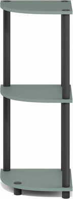 Furinno Turn-N-Tube Corner Shelf, 3-Tier Corner Bookshelf, Display Storage Shelves with Open Shelves, for Organization and Storage, Living Room, Home Office, Garage, Sage Green