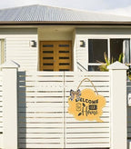 Welcome To Our Home Sign for Front Door 12'' Bubble Shape Wood Sign Hanging Decor Outdoor sign for Farmhouse porch Wall Pediments Decorations