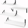 YGEOMER Floating Shelves for Wall, Different Sizes White Wall Shelves for Living Room, Bathroom, Bedroom, Kitchen, Home Decor (Set of 4)