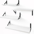 YGEOMER Floating Shelves for Wall, Different Sizes White Wall Shelves for Living Room, Bathroom, Bedroom, Kitchen, Home Decor (Set of 4)