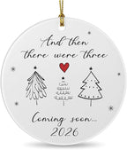 Baby Coming Soon 2026, Baby Announcement Christmas Ornament for New Parents, Expecting Couple, Promoted to Grandparents Gift, Baby Reveal Keepsake Decor (Three Tree)