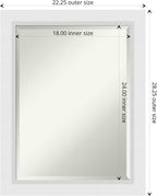 Amanti Art White Wall Mirror 28x22 Blanco White Rectangle Bathroom Mirror for Wall Decor Living Room, Medium Modern Wood Frame, Hangs Horizonally and Vertically, Bathroom Decor, Beveled Edge
