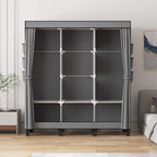 Portable Closet, 51.18" Large Capacity Clothing Storage Organizer with 3 Hanging Rods 6 Shelves 18 Side Pockets, Dustproof Sturdy Wardrobe for Bedroom Dorm Rental Apartment (Grey, Large)