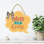 Bless This Home Sign for Front Door 12'' Bubble Shape Wood Sign Hanging Decor Outdoor sign for Farmhouse porch Wall Pediments Decorations