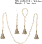 1 Set Rustic Wooden Beads with Tassels and Rope Versatile Wall Decor for Living Room Bedroom Office and Garden Stylish Home Decoration for Festivals and Parties