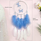 Girls Blue Butterfly Dream Catcher Wall Decor, DreamCatchers Wall Hanging Ornaments for Bedroom Home Decor Festival Gift