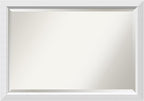 Amanti Art White Wall Mirror 28x40 Blanco White Rectangle Bathroom Mirror for Wall Decor Living Room, Large Modern Wood Frame, Hangs Horizonally and Vertically, Bathroom Decor, Beveled Edge