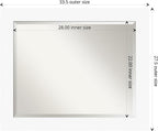 Amanti Art White Wall Mirror 27x33 Basic White Rectangle Bathroom Mirror for Wall Decor Living Room, Large Casual Wood Frame, Hangs Horizonally and Vertically, Bathroom Decor, Beveled Edge