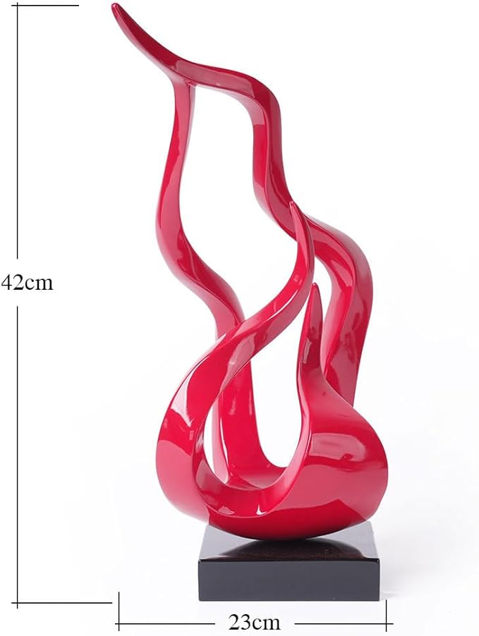Abstract Sculpture Decor Modern Art Gift Holy Flame Figurine Statue for Bookshelf Table Desktop Office Red 16.5 Inch