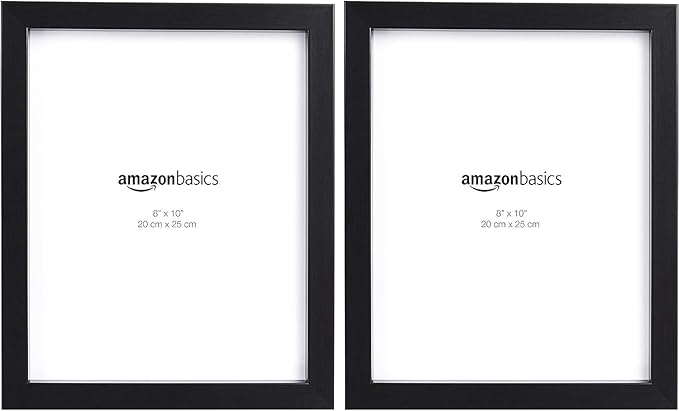 Amazon Basics Rectangular Photo Picture Frame 8" x 10" Pack of 2 & Command Medium Picture Hanging Strips
