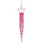 MECCANIXITY Macrame Dream Catchers, Rose Red Handmade Star Design Woven Cotton Dream Catcher Wall Hanging for Home Bedroom Decoration Ornament Craft Gift