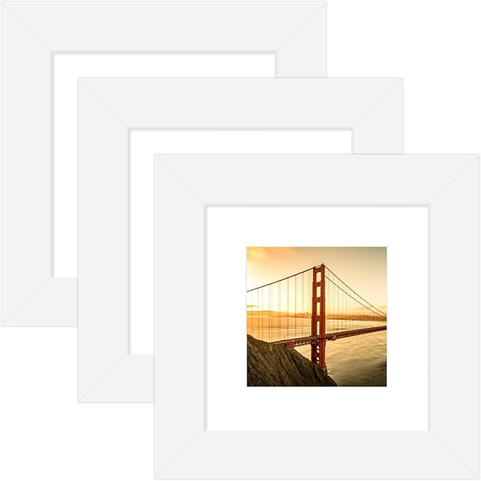 4x4 Picture Frame 3 Pack - Black Poster Frame Display Pictures 3x3 with Mat or 4 x 4 Without Mat for Wall Hanging Horizontal and Vertical